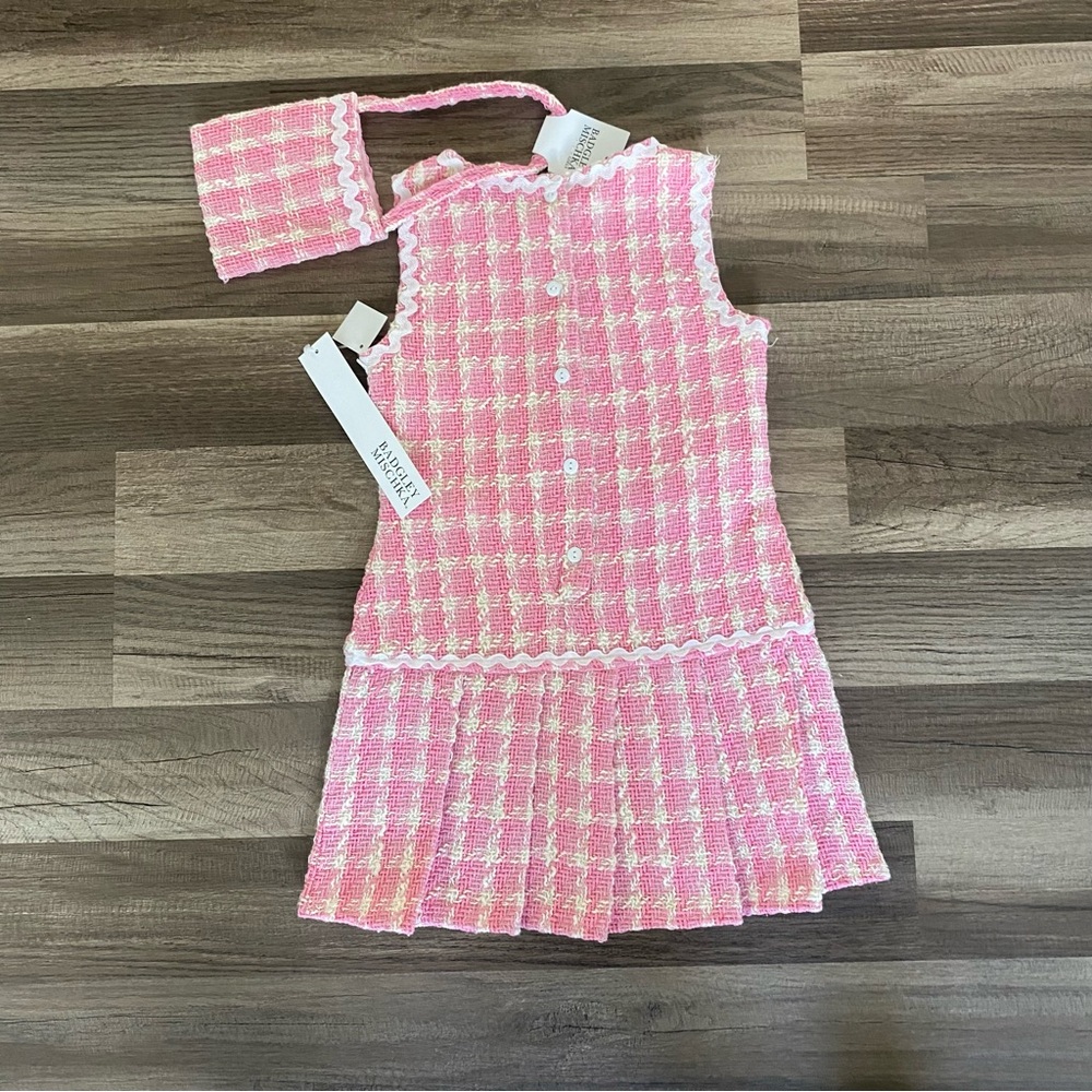 Badgley Mischka Pink and Cream Tweed Dress - Picture 11 of 16